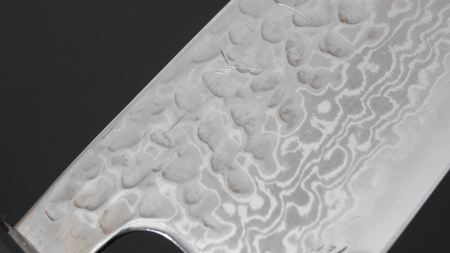 Hitohira Futana S3 Tsuchime Damascus Santoku 170mm Walnut Handle