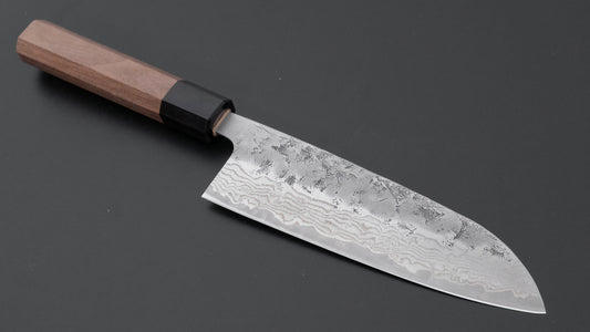 Hitohira Futana Swedish Stainless Nashiji Damascus Santoku 170mm Walnut Handle