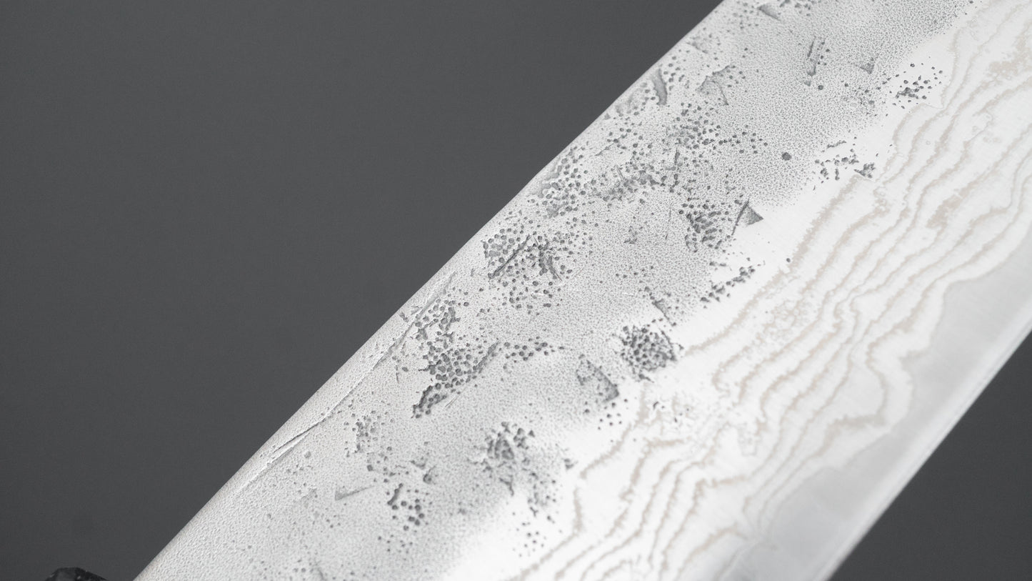 Hitohira Futana Zweedse roestvrijstalen Nashiji Damascus Santoku 170 mm walnoot handvat