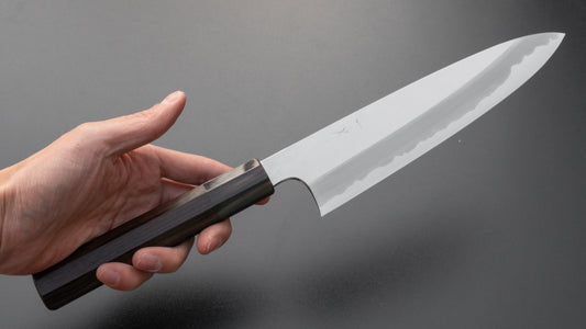 Hitohira Togashi Blue #1 roestvrij beklede Migaki Gyuto 210 mm Taihei Makassar ebbenhouten handvat