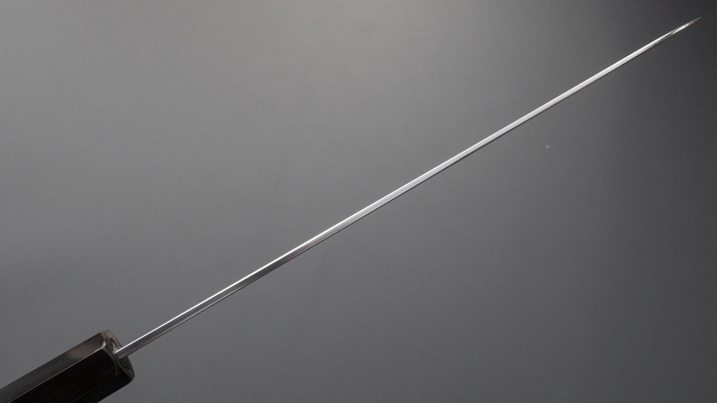 Hitohira Togashi Blue #1 roestvrij beklede Migaki Gyuto 210 mm Taihei Makassar ebbenhouten handvat