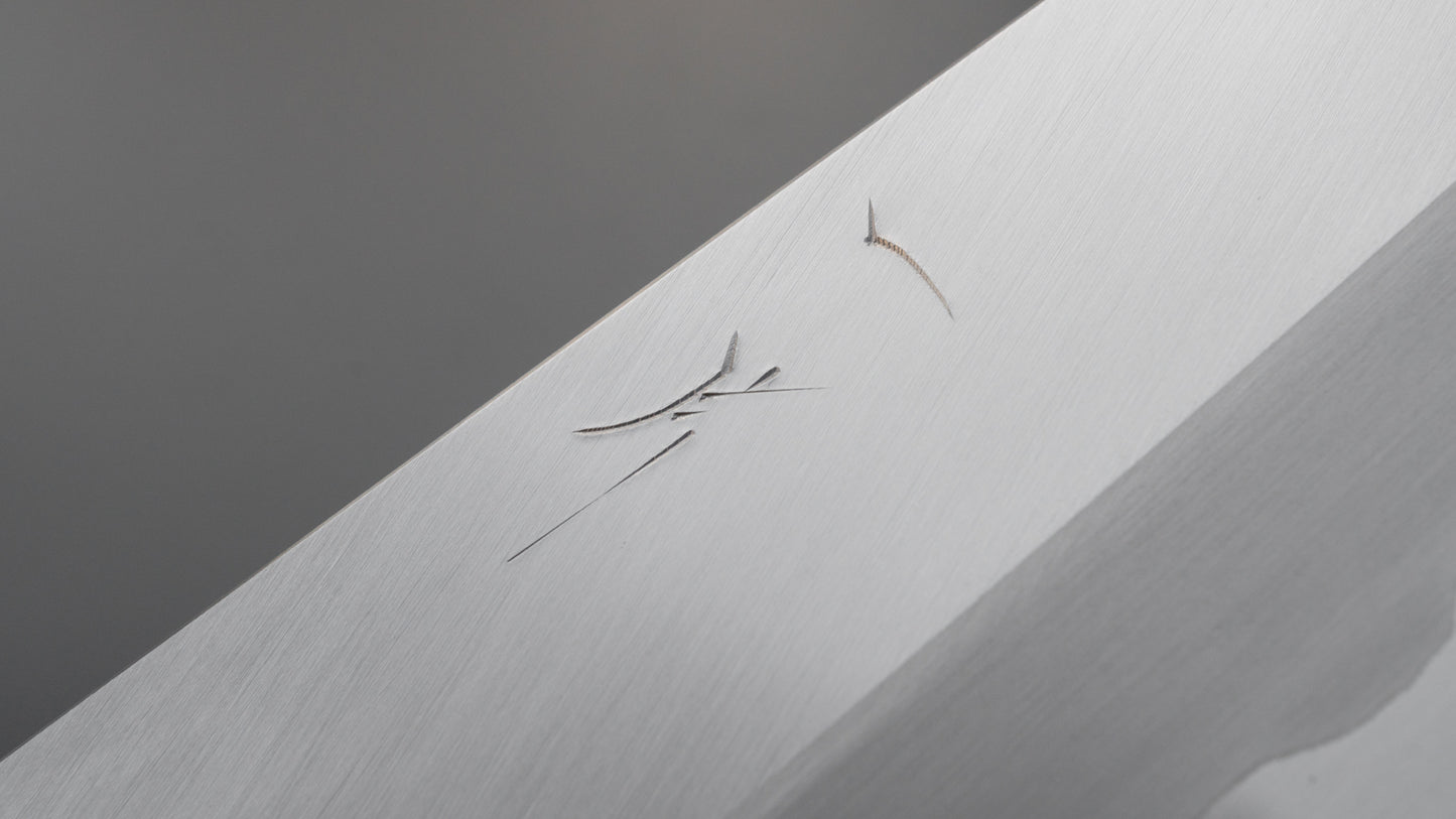 Hitohira Togashi Blue #1 roestvrij beklede Migaki Gyuto 210 mm Taihei Makassar ebbenhouten handvat