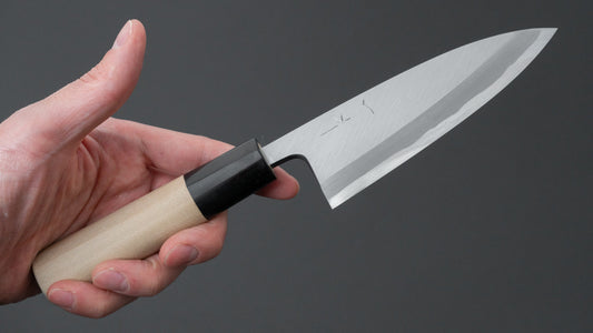 Hitohira Togashi Wit #2 Deba 120 mm Ho houten handvat (D-vorm/ Saya)