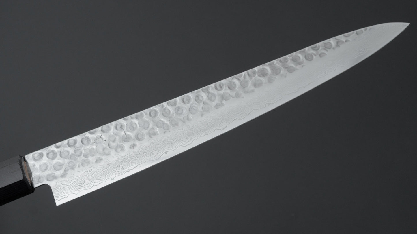 Hitohira HG Tsuchime Damascus Sujihiki 240 mm walnoot handvat