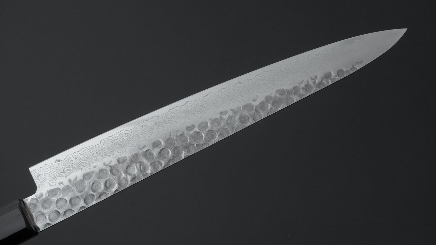 Hitohira HG Tsuchime Damascus Sujihiki 240 mm walnoot handvat