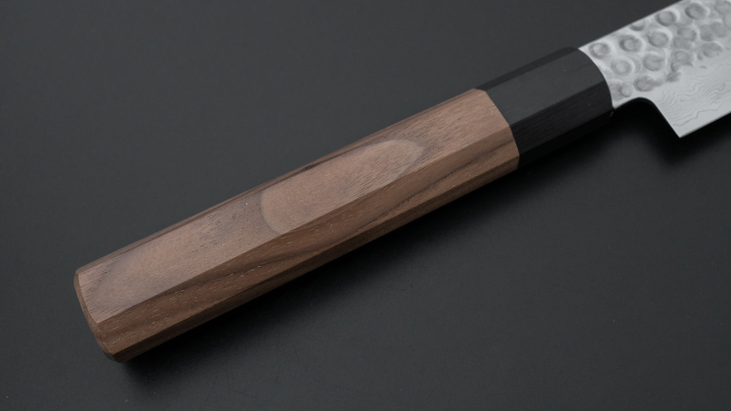 Hitohira HG Tsuchime Damascus Sujihiki 240 mm walnoot handvat