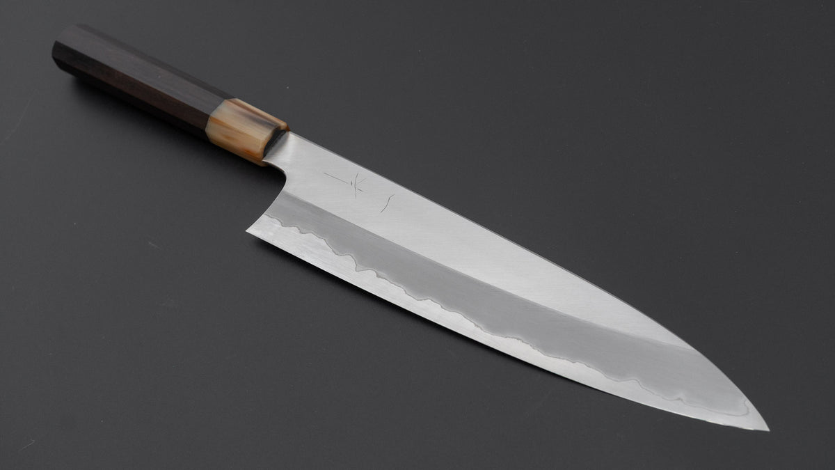 Hitohira Togashi Blue #1 Stainless Clad Gyuto 240mm Ebony Handle