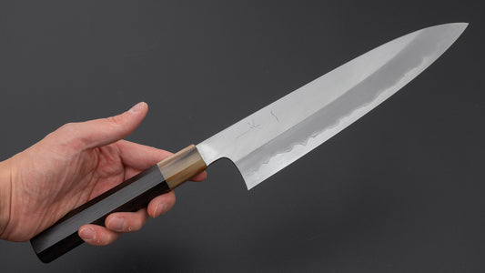Hitohira Togashi Blue #1 Stainless Clad Gyuto 240mm Ebony Handle