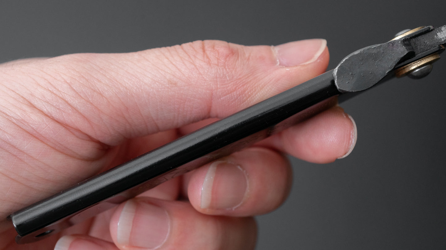 Higonokami White Steel Sakimaru Folding Knife Large Brass Handle (Black)