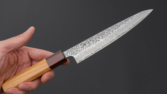 Hitohira Futana Stainless Tsuchime Damascus Petty 150mm Keyaki Zelkova Handle