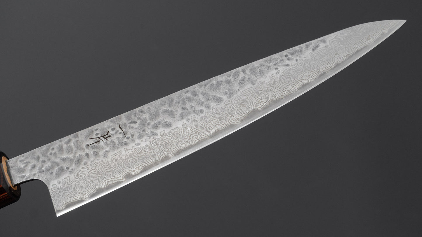Hitohira Futana Stainless Tsuchime Damascus Petty 150mm Keyaki Zelkova Handle