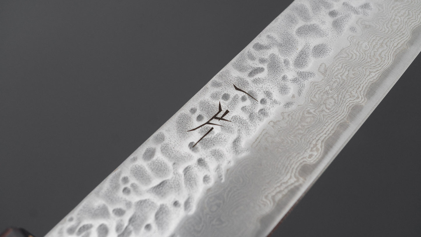 Hitohira Futana Stainless Tsuchime Damascus Petty 150mm Keyaki Zelkova Handle