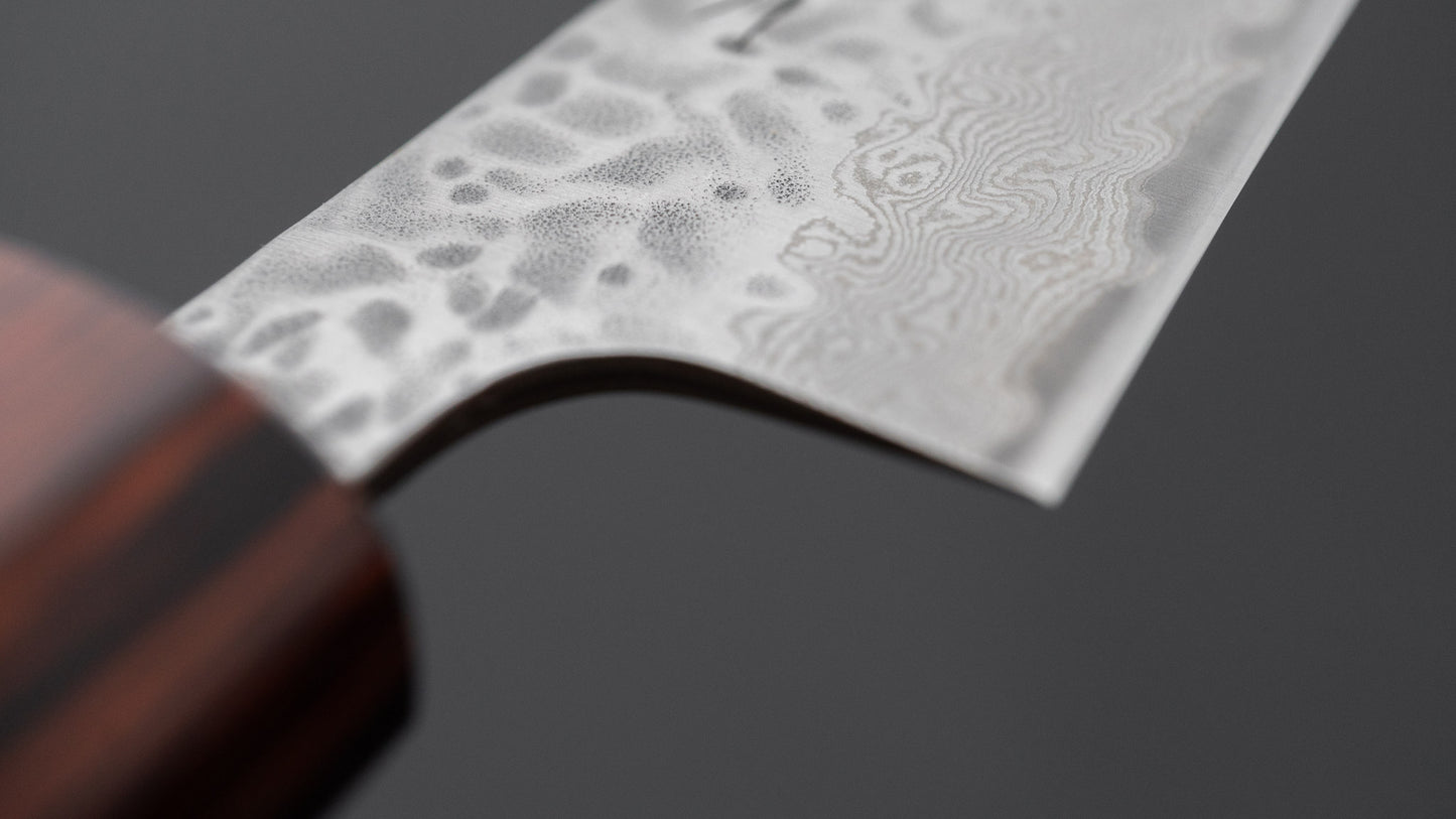 Hitohira Futana Stainless Tsuchime Damascus Petty 150mm Keyaki Zelkova Handle