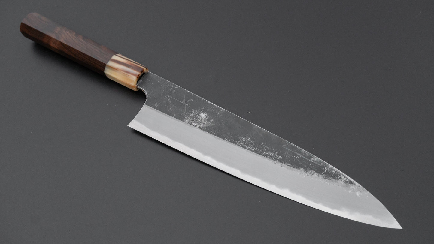 Hitohira Togashi Blue #2 Kurouchi Gyuto 240mm Ebony Handle