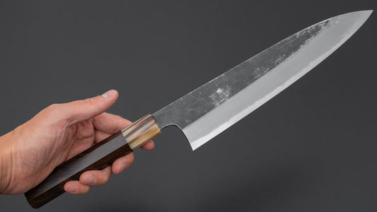 Hitohira Togashi Blue #2 Kurouchi Gyuto 240mm Ebony Handle