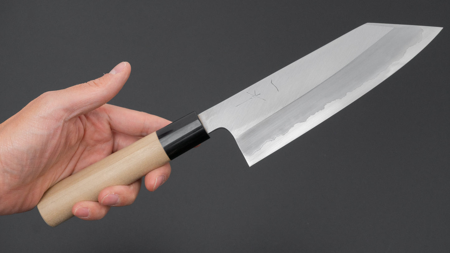 Hitohira Togashi White #1 Stainless Clad Migaki Bunka 180mm Ho Wood Handle (D-Shape)