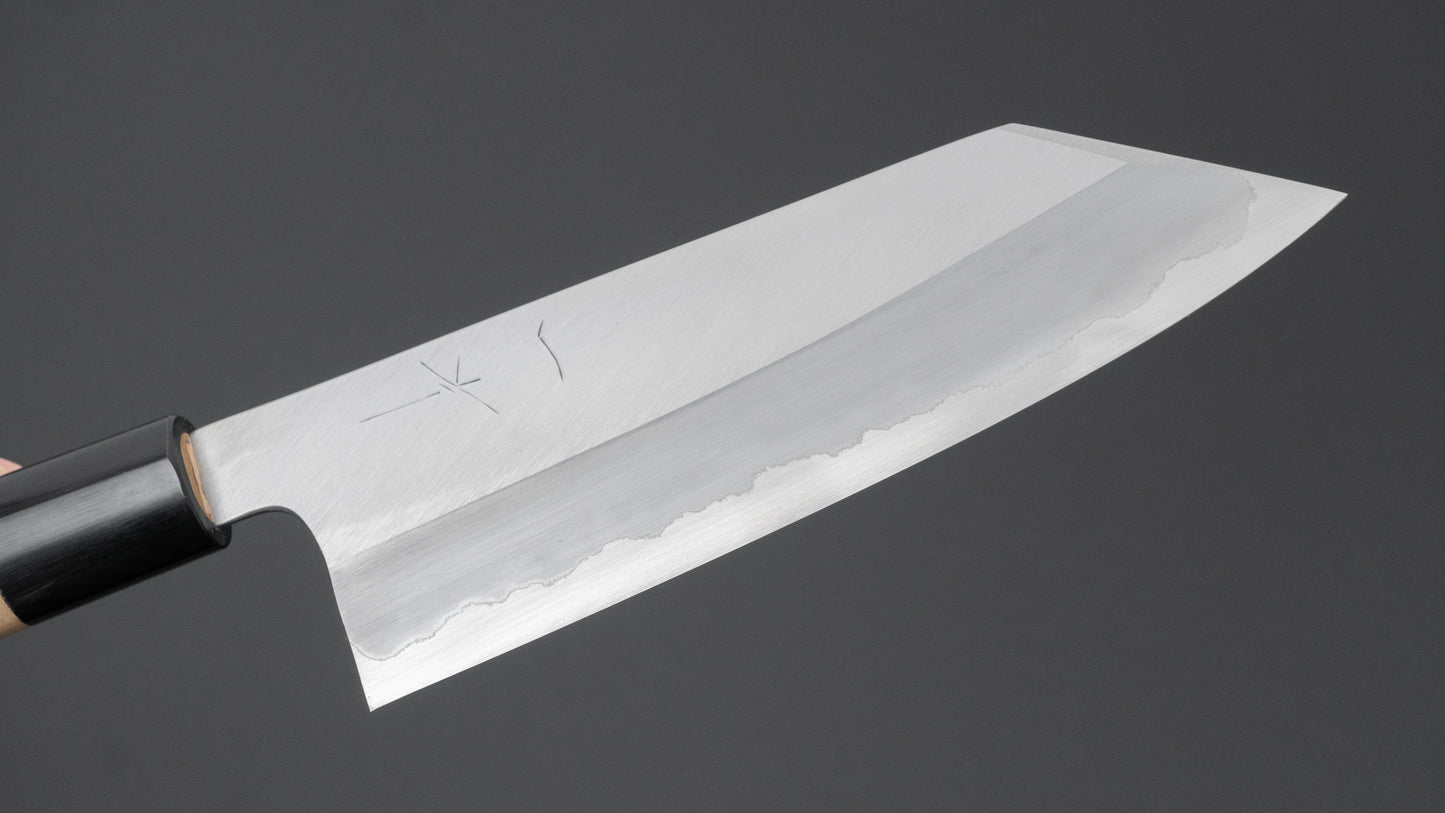Hitohira Togashi White #1 Stainless Clad Migaki Bunka 180mm Ho Wood Handle (D-Shape)