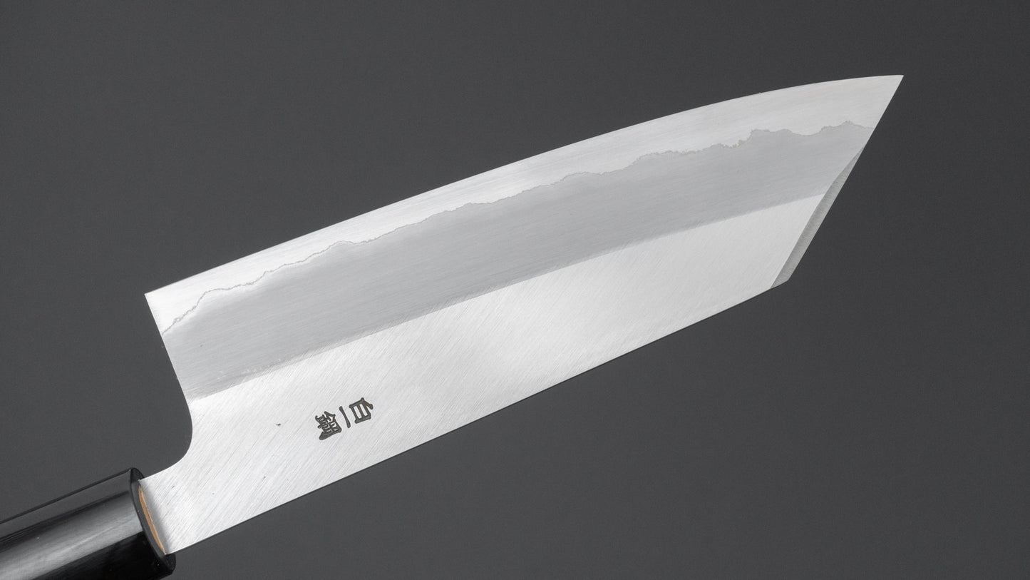 Hitohira Togashi White #1 Stainless Clad Migaki Bunka 180mm Ho Wood Handle (D-Shape)