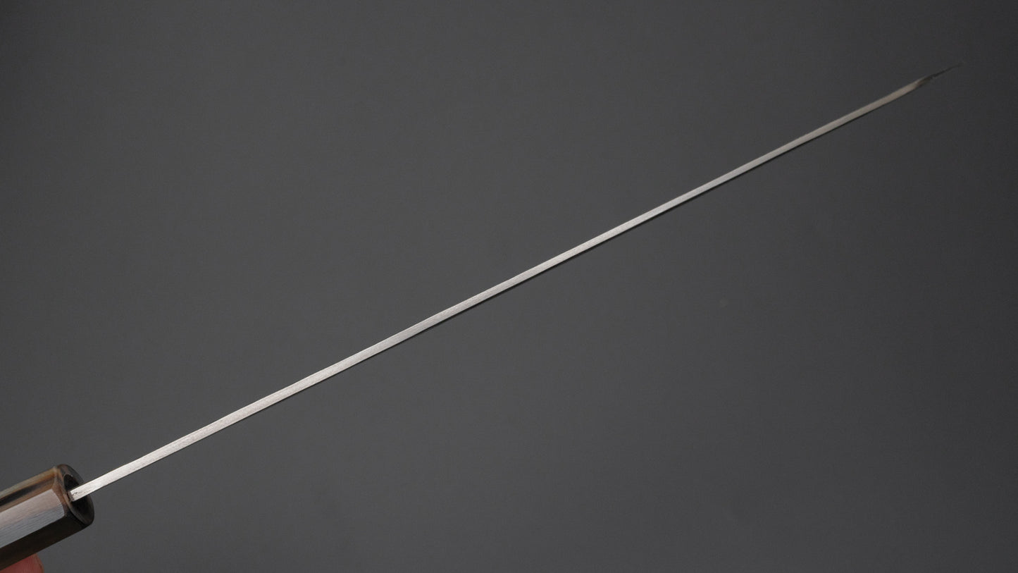 Isamitsu Blue Super Stainless Clad Kurouchi Gyuto 240mm Taihei Makassar Ebony Handle