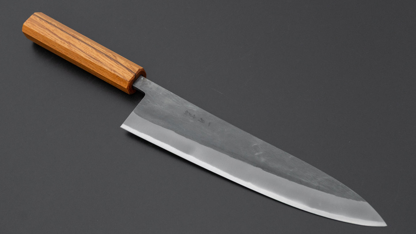Hitohira TD Blue #2 Stainless Clad Kurouchi Gyuto 210mm Oak Handle