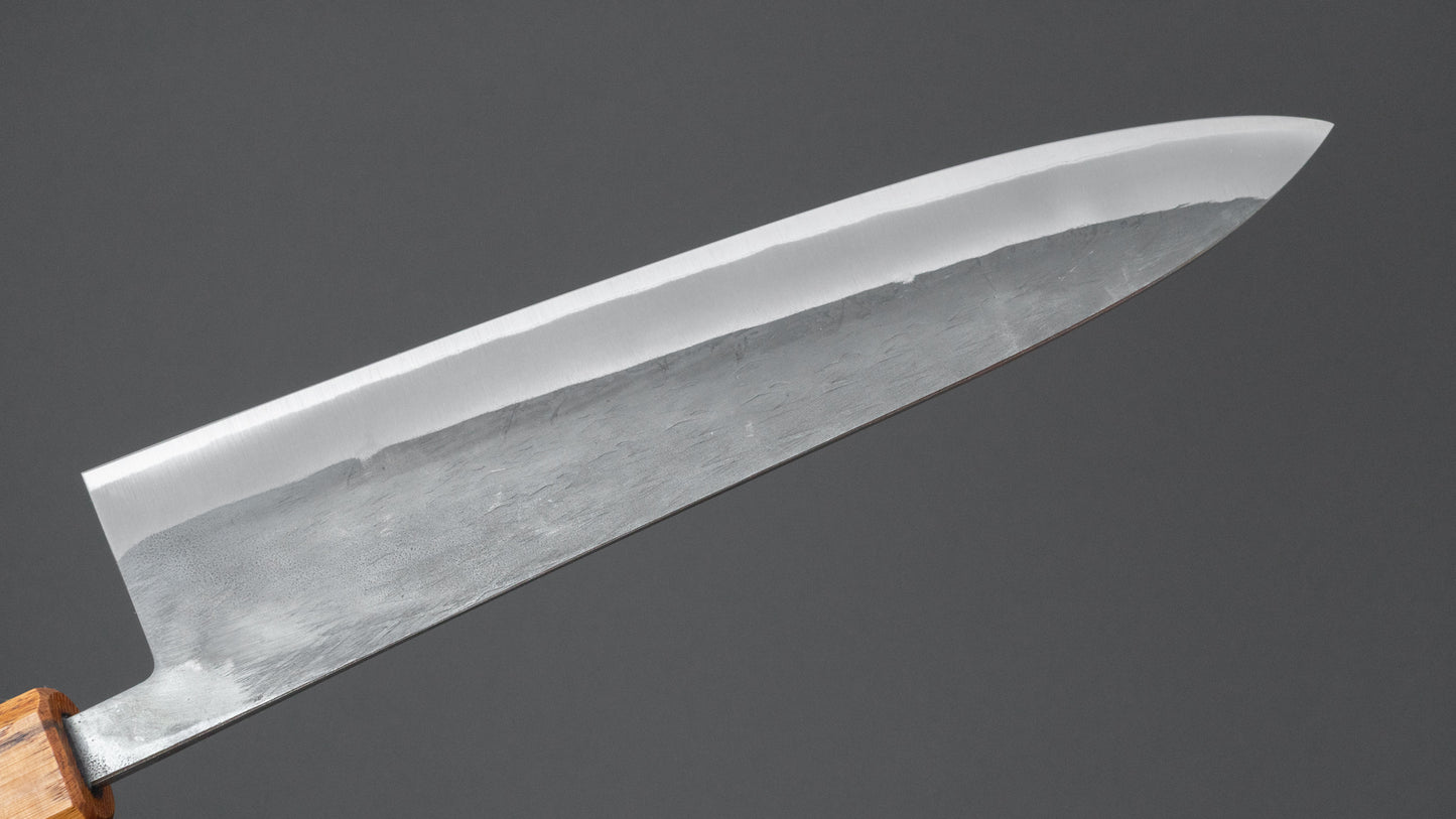 Hitohira TD Blue #2 Stainless Clad Kurouchi Gyuto 210mm Oak Handle