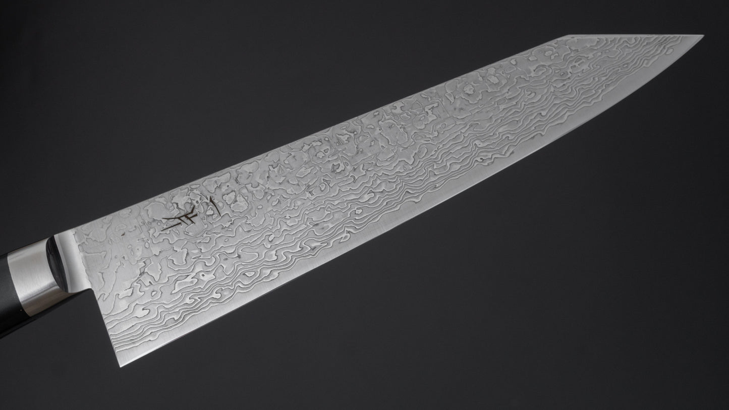 Hitohira FJ SG2 Nikkel Damascus Wit Kiritsuke Gyuto 210mm Linnen Micarta Handvat