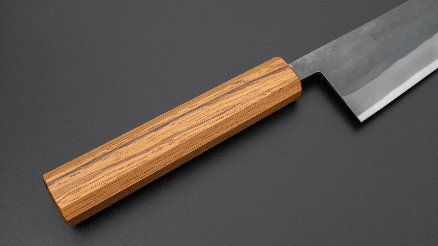 Hitohira TD Blue #2 Stainless Clad Kurouchi Gyuto 210mm Oak Handle