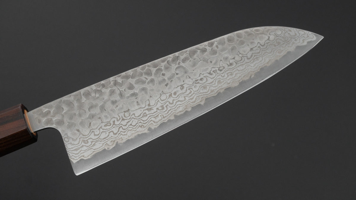 Hitohira Futana S3 Tsuchime Damascus Santoku 170mm Cherry Wood Handle