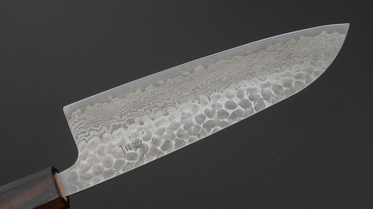 Hitohira Futana S3 Tsuchime Damascus Santoku 170mm Cherry Wood Handle