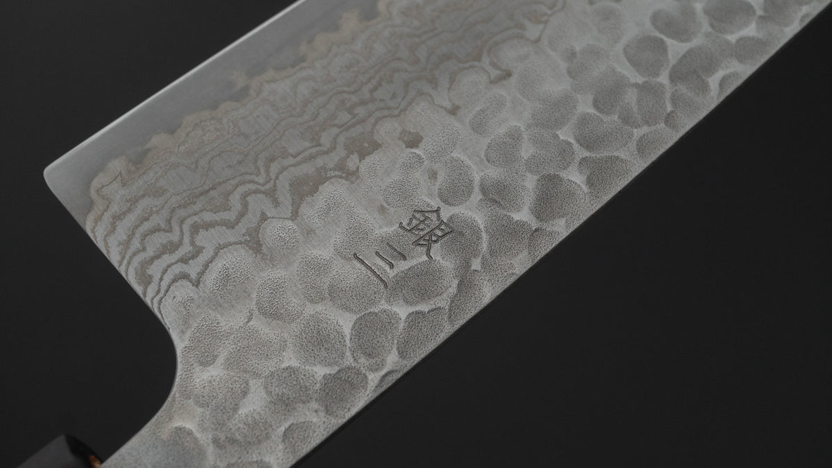 Hitohira Futana S3 Tsuchime Damascus Santoku 170mm Cherry Wood Handle