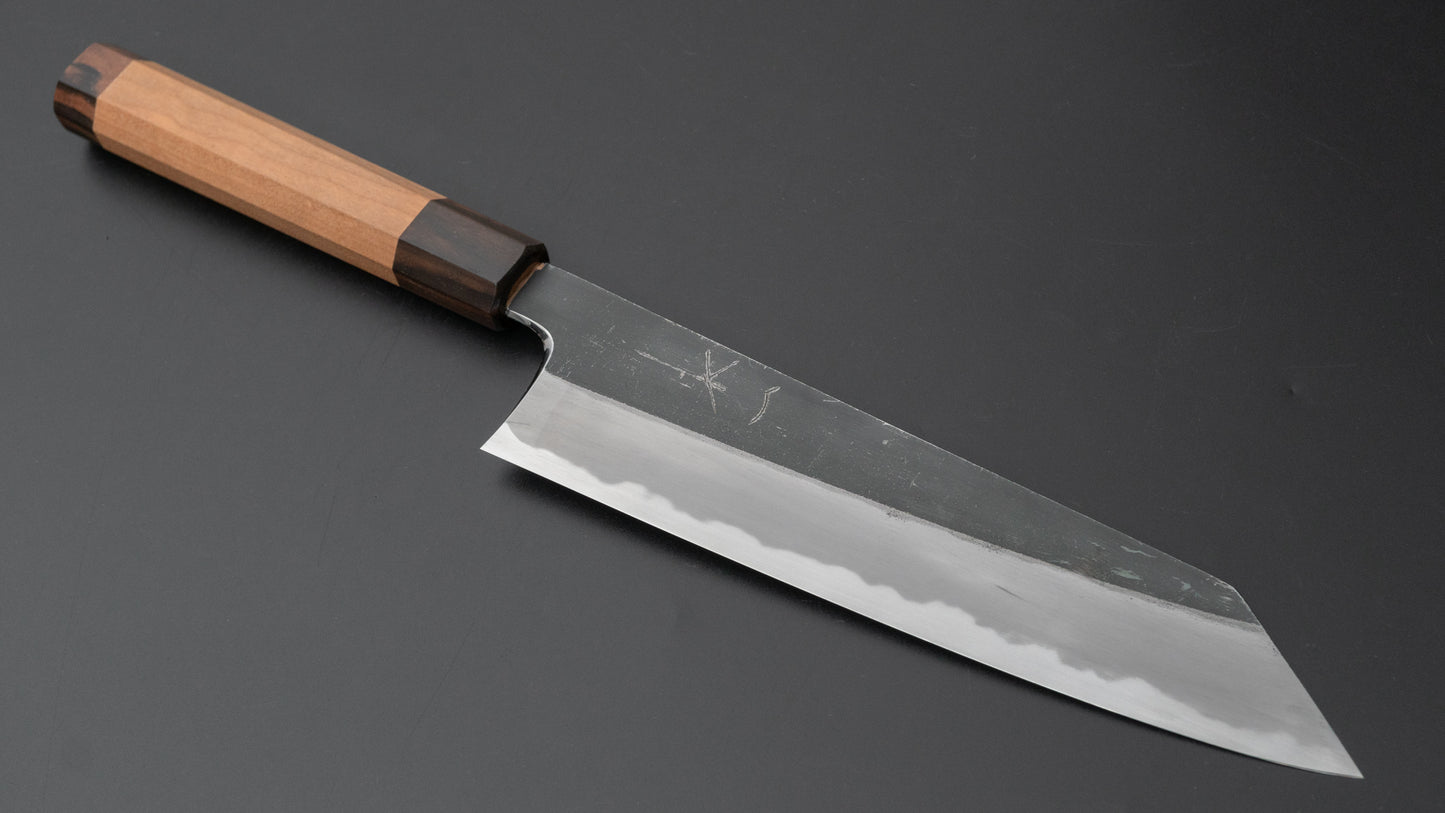 Hitohira Togashi Blue #2 Kurouchi Kiritsuke Gyuto 210 mm kersenhouten handvat (ebbenhouten uiteinde)