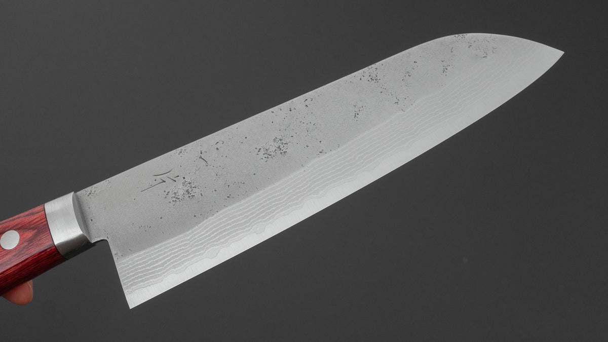 Hitohira NM V10 Nashiji Damascus Santoku 170mm Wine Pakka Handle