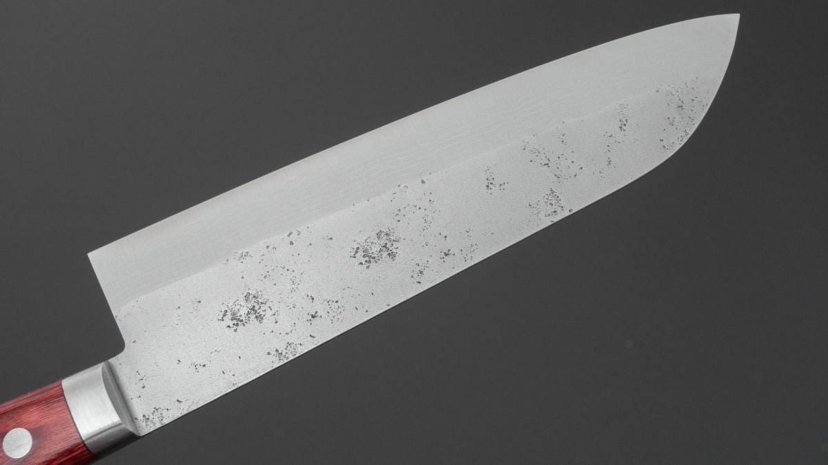 Hitohira NM V10 Nashiji Damascus Santoku 170mm Wine Pakka Handle