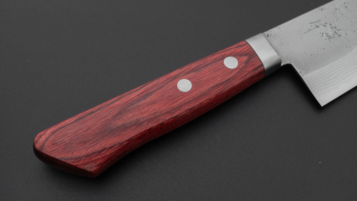 Hitohira NM V10 Nashiji Damascus Santoku 170mm Wine Pakka Handle