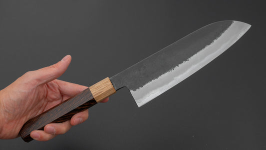 Hitohira Hinode Nashiji White #2 Stainless Clad Santoku 180mm Wenge Handle