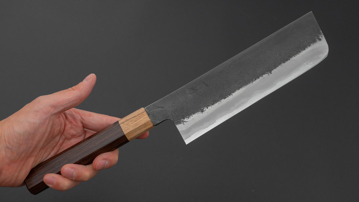 Hitohira Hinode Nashiji White #2 Stainless Clad Nakiri 180mm Wenge Handle