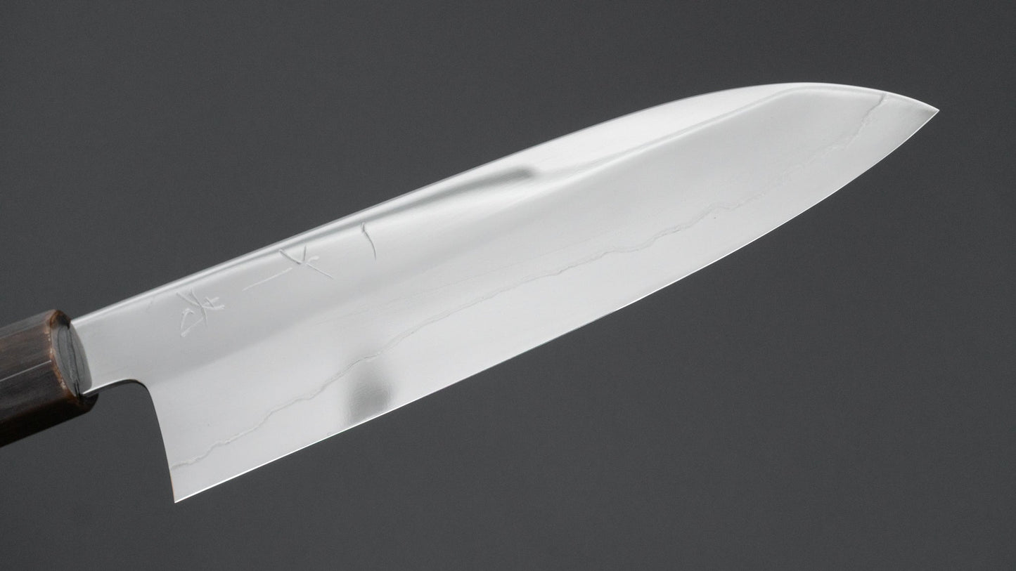 Hitohira Kikuchiyo Rou Silver #3 Fully Mirror Polished Santoku Ebony Handle