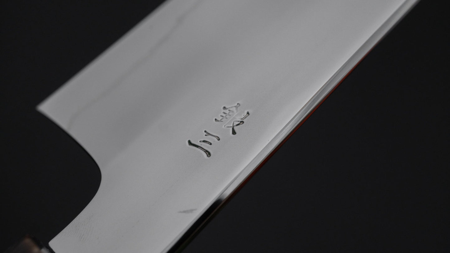 Hitohira Kikuchiyo Rou Silver #3 Fully Mirror Polished Santoku Ebony Handle