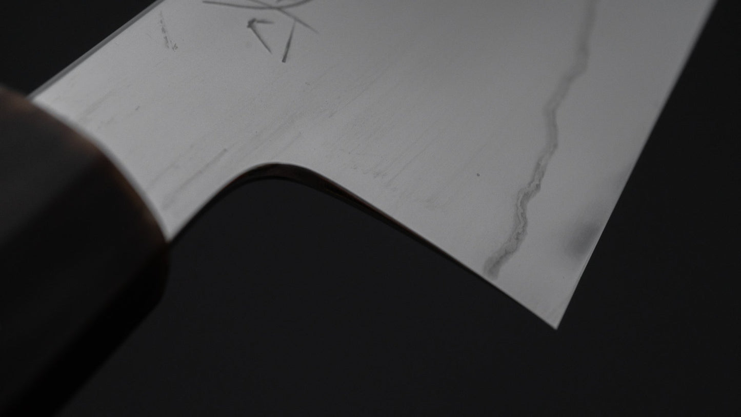 Hitohira Kikuchiyo Rou Silver #3 Fully Mirror Polished Santoku Ebony Handle