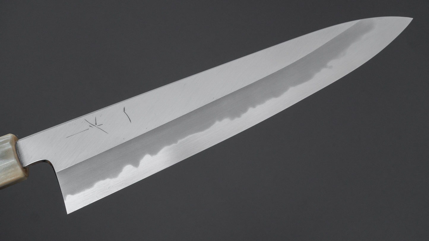 Hitohira Tanaka Kyuzo Blauw #1 Migaki Gyuto 210 mm Taihei Makassar ebbenhouten handvat 