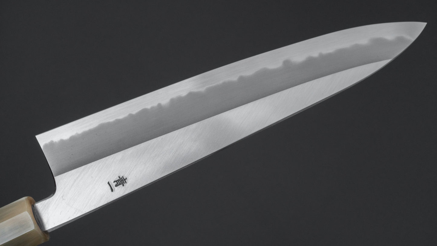 Hitohira Tanaka Kyuzo Blauw #1 Migaki Gyuto 210 mm Taihei Makassar ebbenhouten handvat 