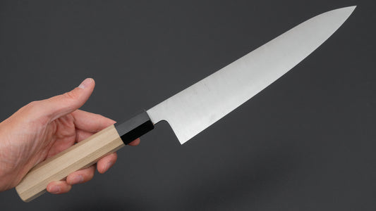 Hitohira Ashi Zweedse roestvrijstalen Gyuto 240 mm Ho-houten handgreep