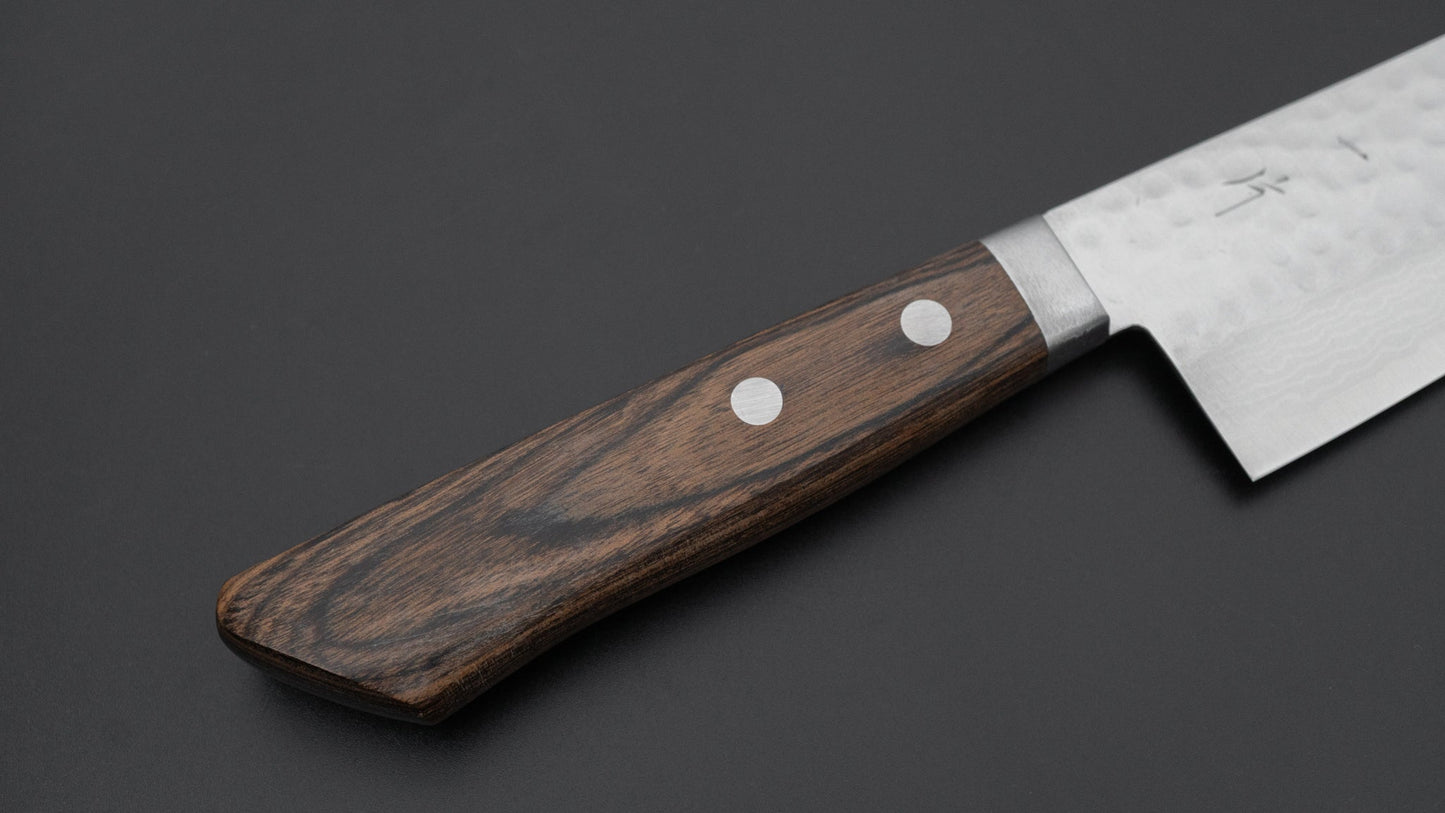 Hitohira NM V10 Tsuchime Damascus Santoku 170 mm imitatie mahoniehouten handvat