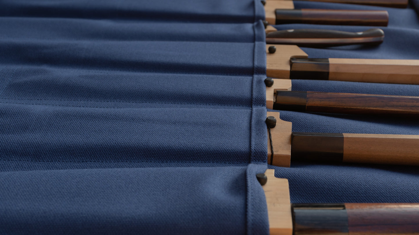HI-CONDITION Hanpu Canvas 9 Pockets Knife Roll Navy