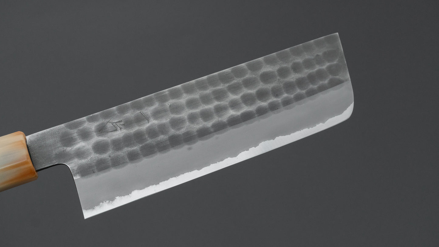 Hitohira Hinode Tsuchime White #2 Stainless Clad Nakiri 165mm Taihei Wood Handle