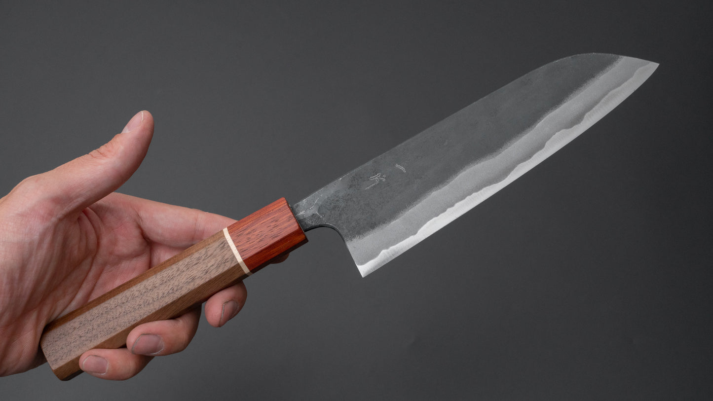 Hitohira Tosa Kurouchi Blue #2 Santoku 170mm Walnut Handle (Rengas Ferrule)