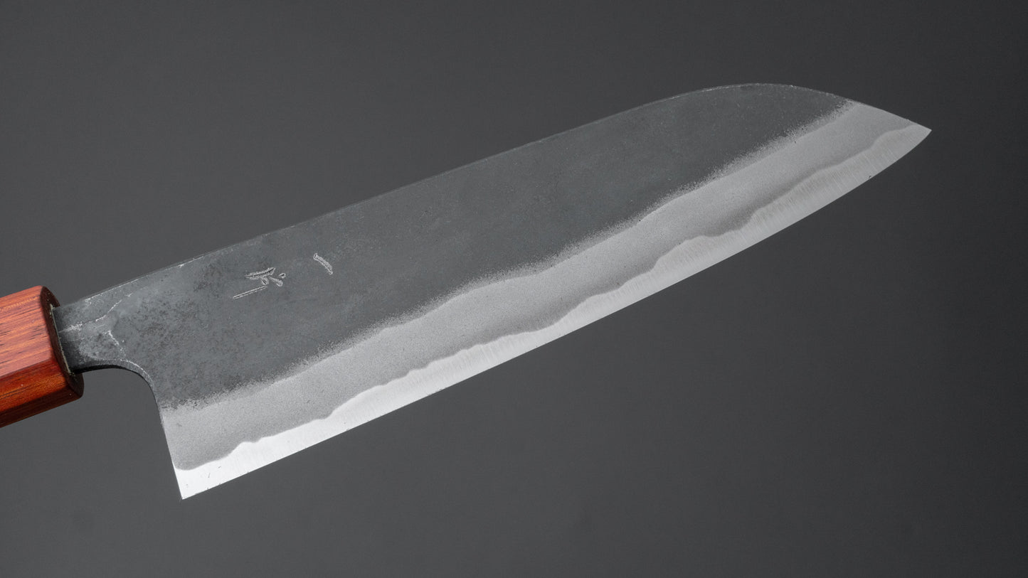 Hitohira Tosa Kurouchi Blue #2 Santoku 170 mm walnoot handvat (Rengas ferrule)