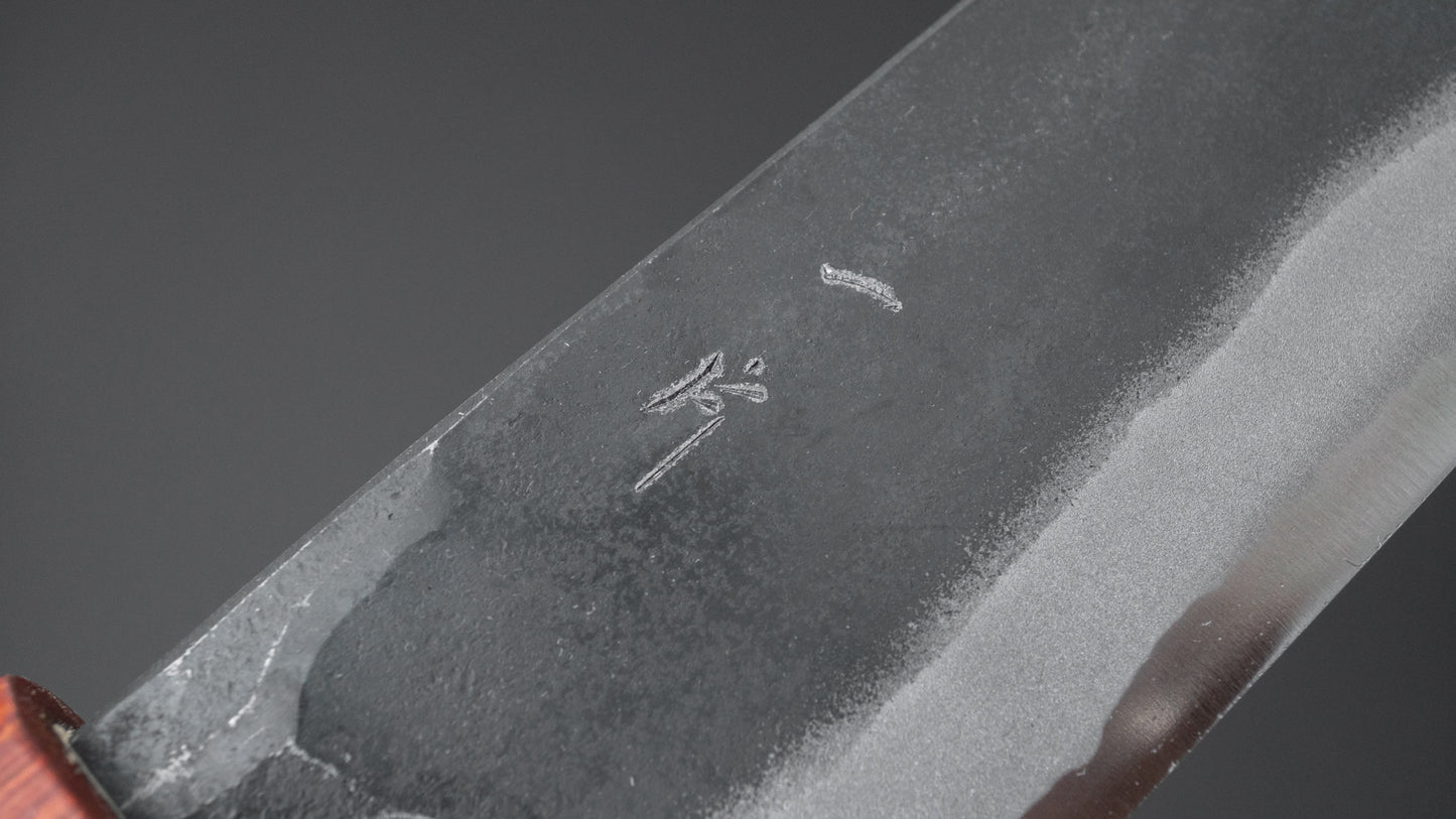 Hitohira Tosa Kurouchi Blue #2 Santoku 170 mm walnoot handvat (Rengas ferrule)