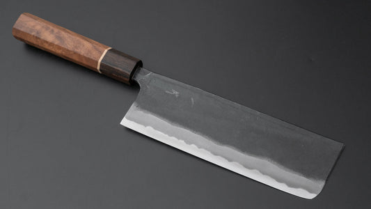 Hitohira Tosa Kurouchi Blue #2 Nakiri 170mm Walnut Handle (Ziricote Ferrule)