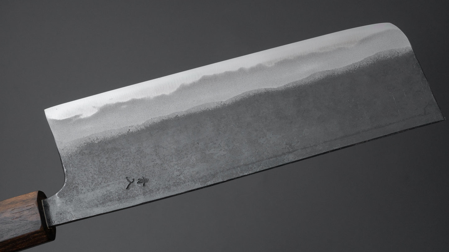 Hitohira Tosa Kurouchi Blue #2 Nakiri 170mm Walnut Handle (Ziricote Ferrule)